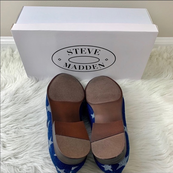 🔥STEVE MADDEN🔥LODESTAR DENIM BLUE LOAFERS PATRIOTIC STARS SIZE 9 NIB - Picture 5 of 7